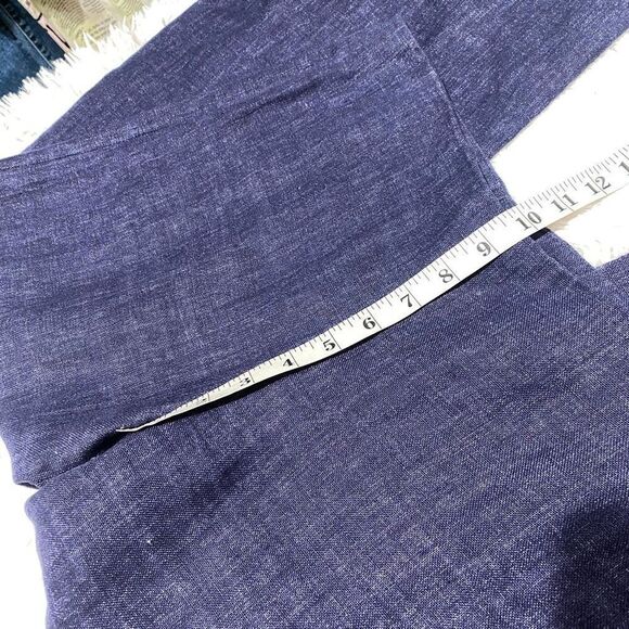 Theory Terena B Wide-Leg Linen Pants in Blue Size 2 - Picture 5 of 9